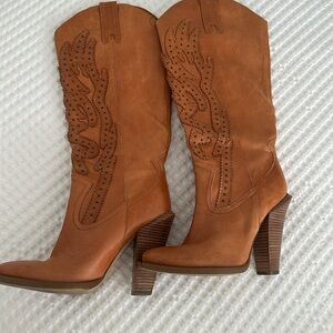 Jessica Simpson Leather Cowboy Cowgirl Boots Rare